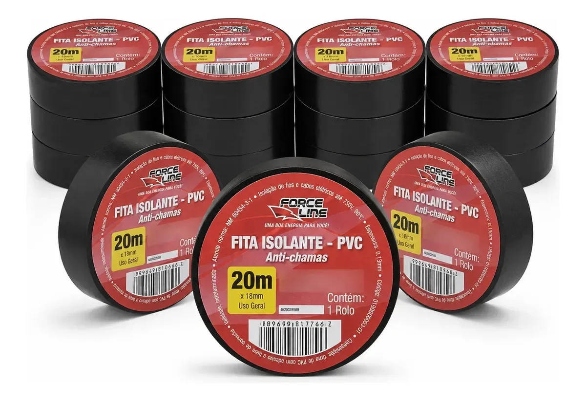 Kit 10 Unidades Fita Isolante 20m X 18mm Antichama 750v