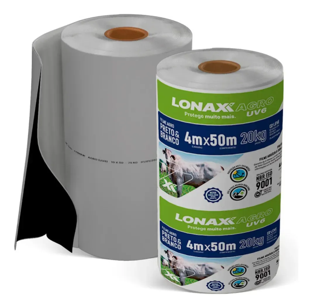 Lona Dupla Face Silagem 4x50m Preta/branca 100 Micras Lonax Cinza