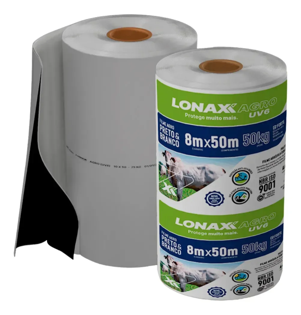 Lona Dupla Face Silagem 8x50m Preta/branca 150 Micras Lonax Cinza