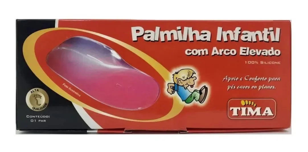 Palmilha Ortopédica Infantil Pés Cavos Chatos Planos Tamanho da palmilha 21