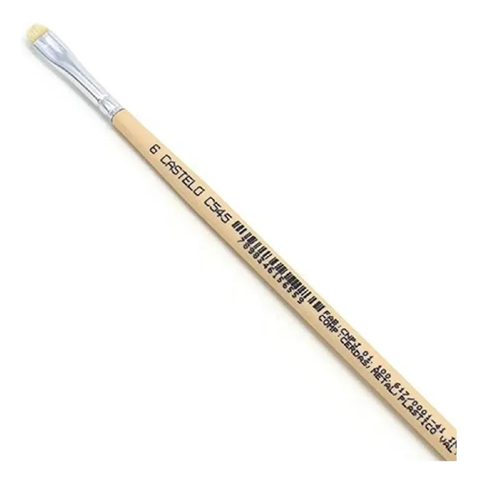 Pincel Castelo Série Natural C545 Chato Lixado 06