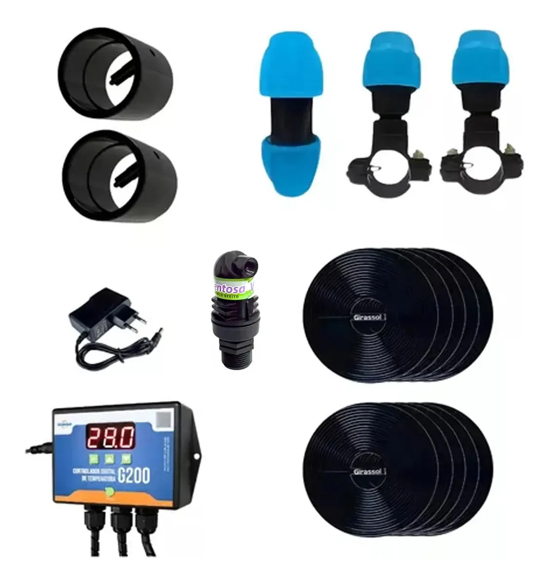 A1 Girassol Aquecedor Piscina 40m³ 10 Placas + Controlador