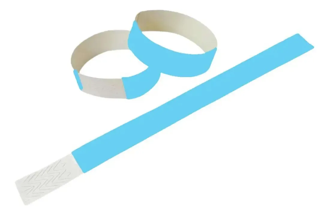 250 Pulseira Azul Claro Para Identificação E Controle Acesso Azul-claro