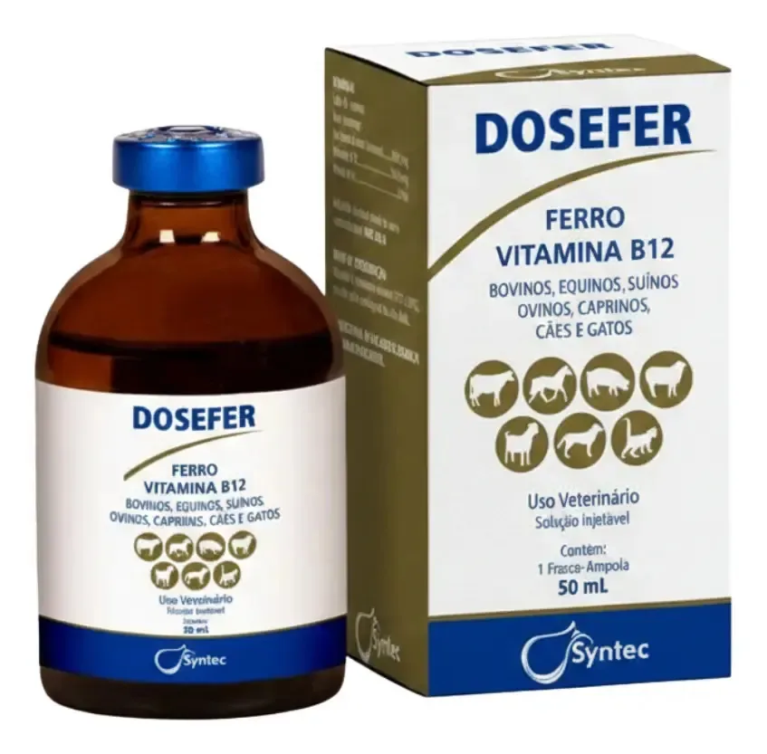 Dosefer 50ml Syntec Ferro B12 Cães Gatos Bovinos Equinos