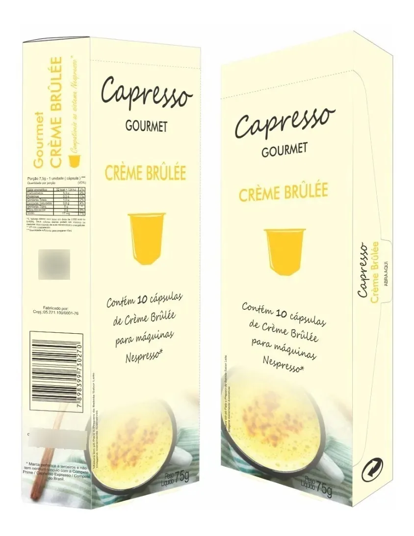 Càpsulas Compatível Nespresso Creme Brûlée Gourmet Capresso 10un