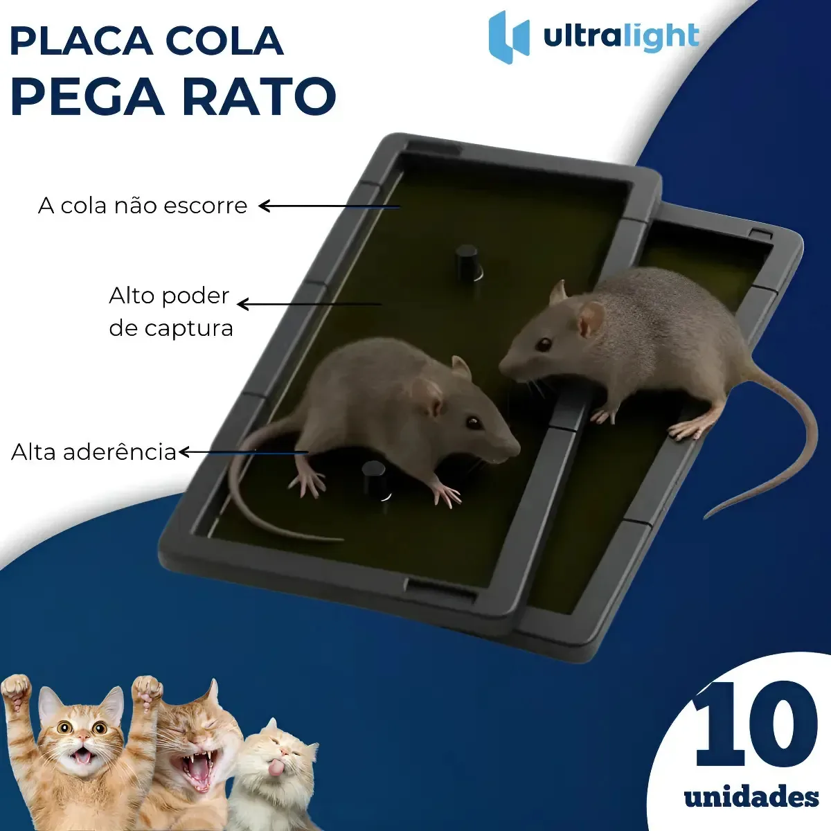 10 Placa Cola Pega Ratos Sem Veneno