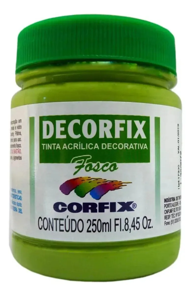 Tinta Acrílica Fosca Corfix 250ml Para Arte E Artesanato Maçã Verde