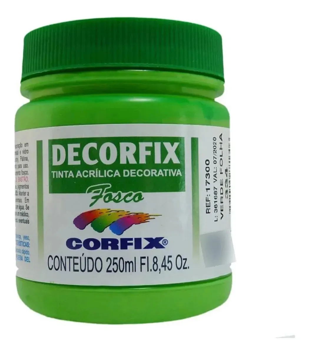 Tinta Acrílica Fosca Corfix 250ml Para Arte E Artesanato Verde Folha