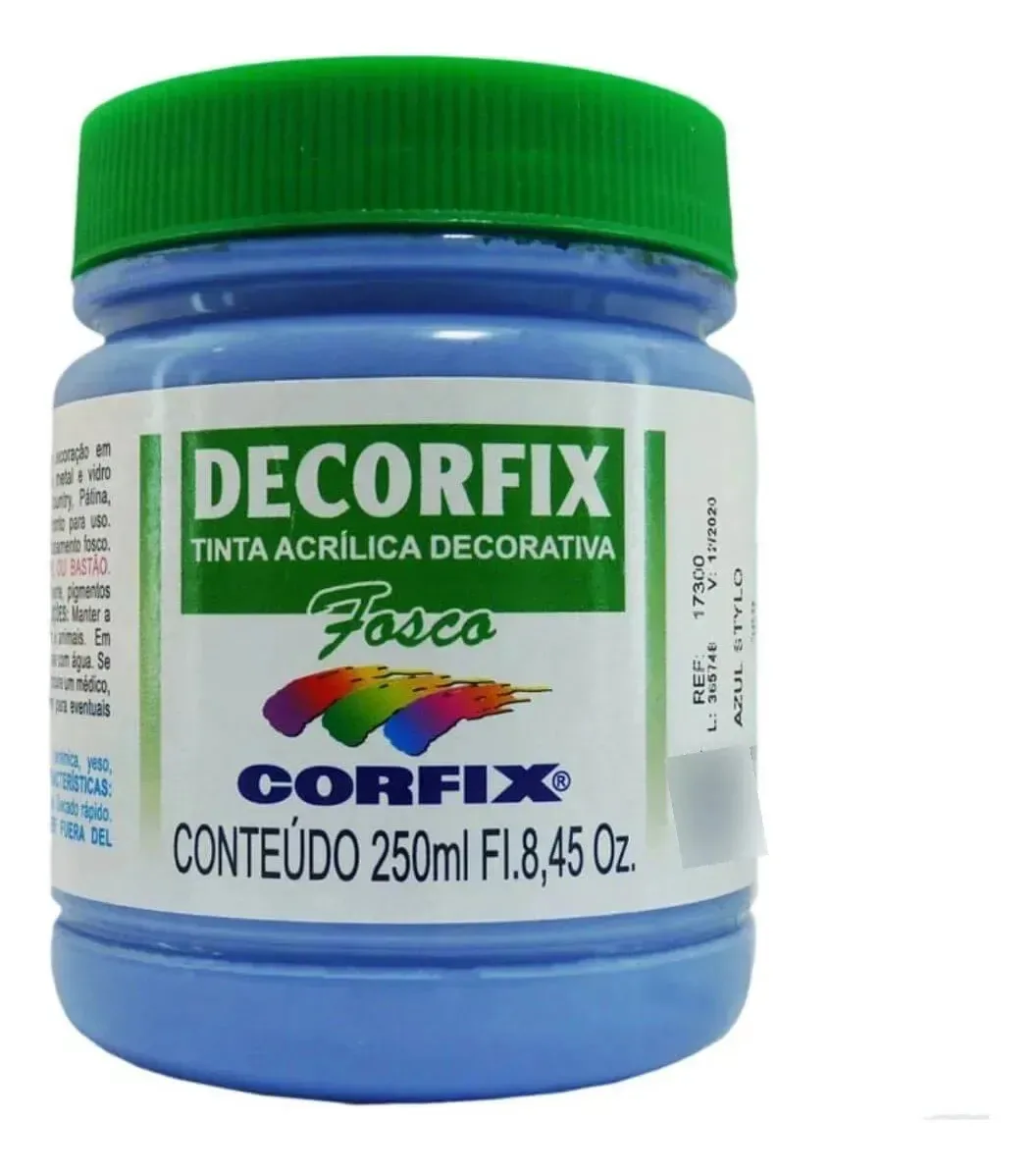 Tinta Acrílica Fosca Corfix 250ml Para Arte E Artesanato Azul Stylo