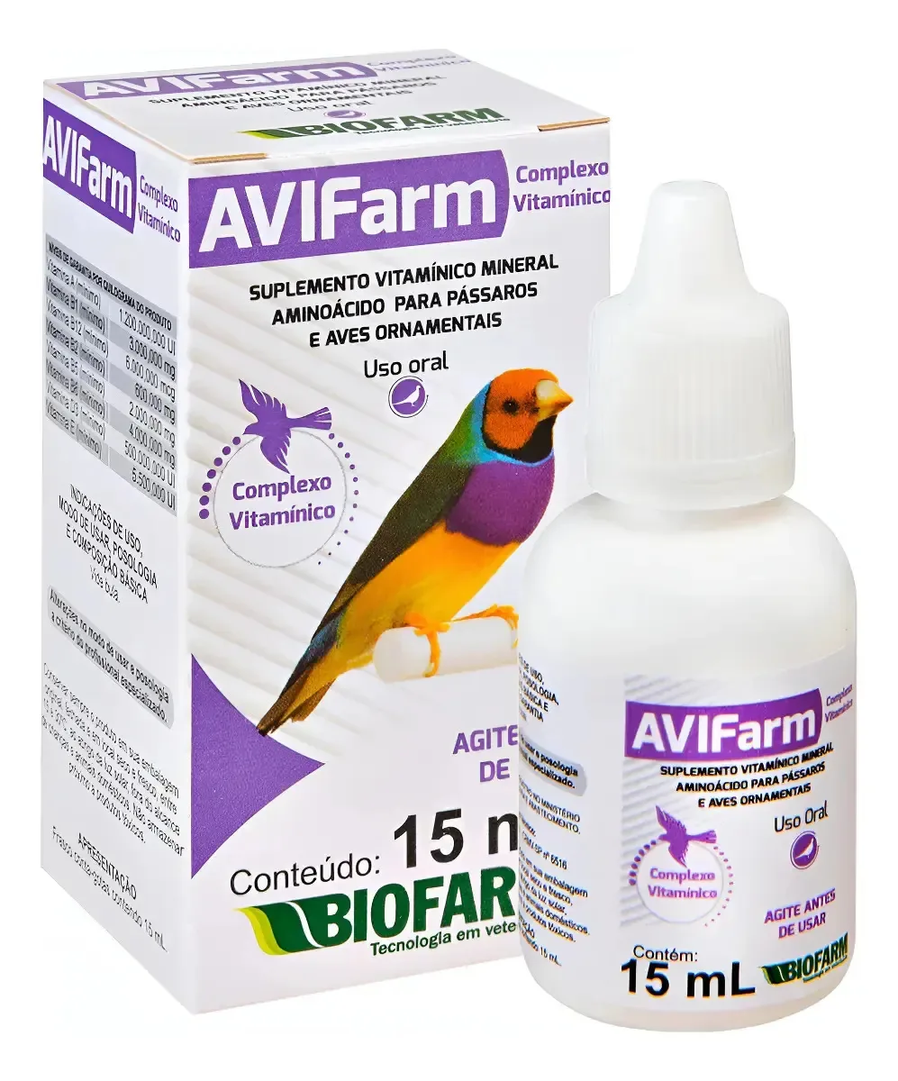 Avifarm Complexo Vitaminico 15ml Suplemento P/ Aves Passáros