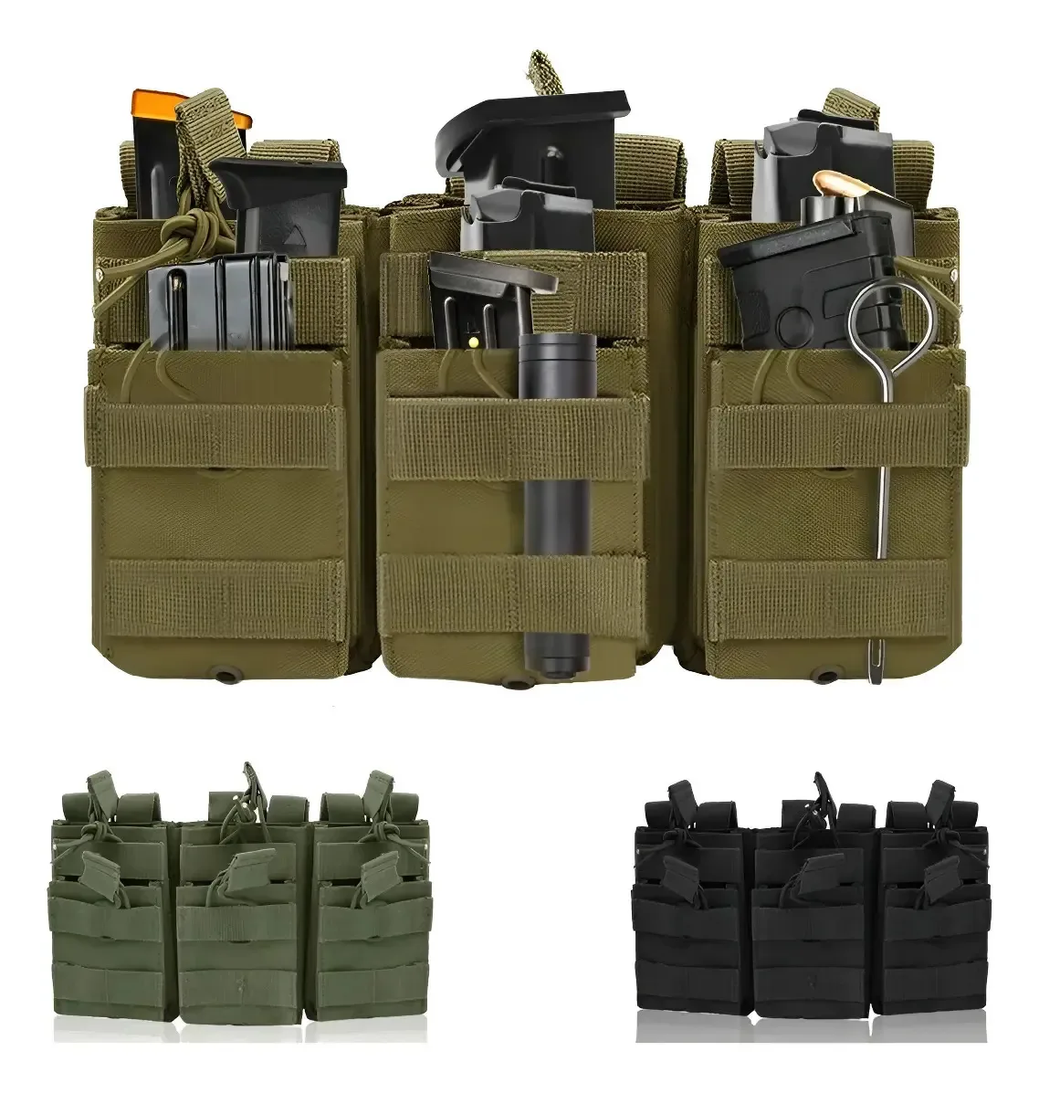 Aqzxdc Bolsa Para Carregador Triplo Tactical Carregador Cor Green