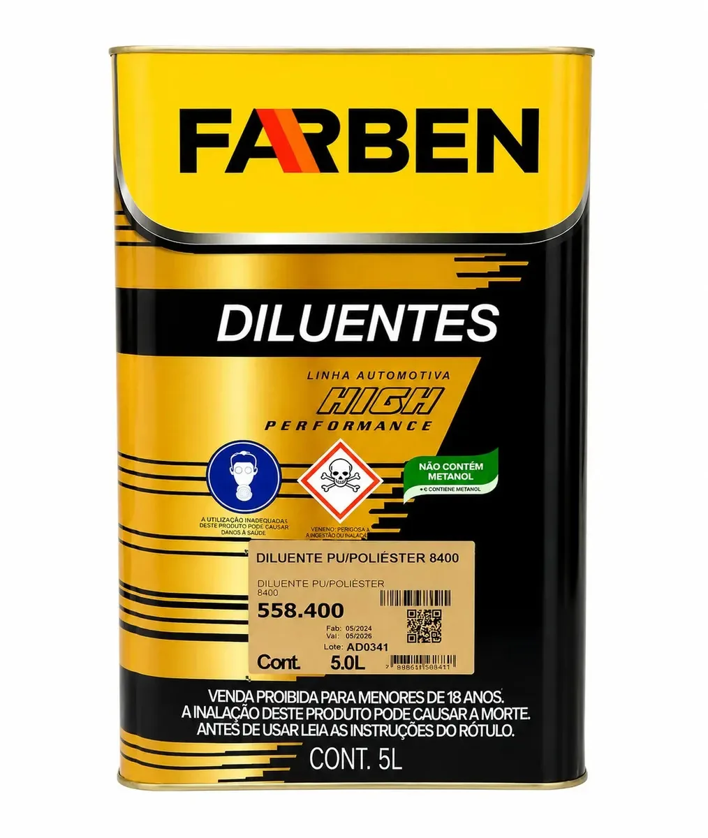 Diluente Pu Farben 5l Alta Performance E Rápida Evaporação