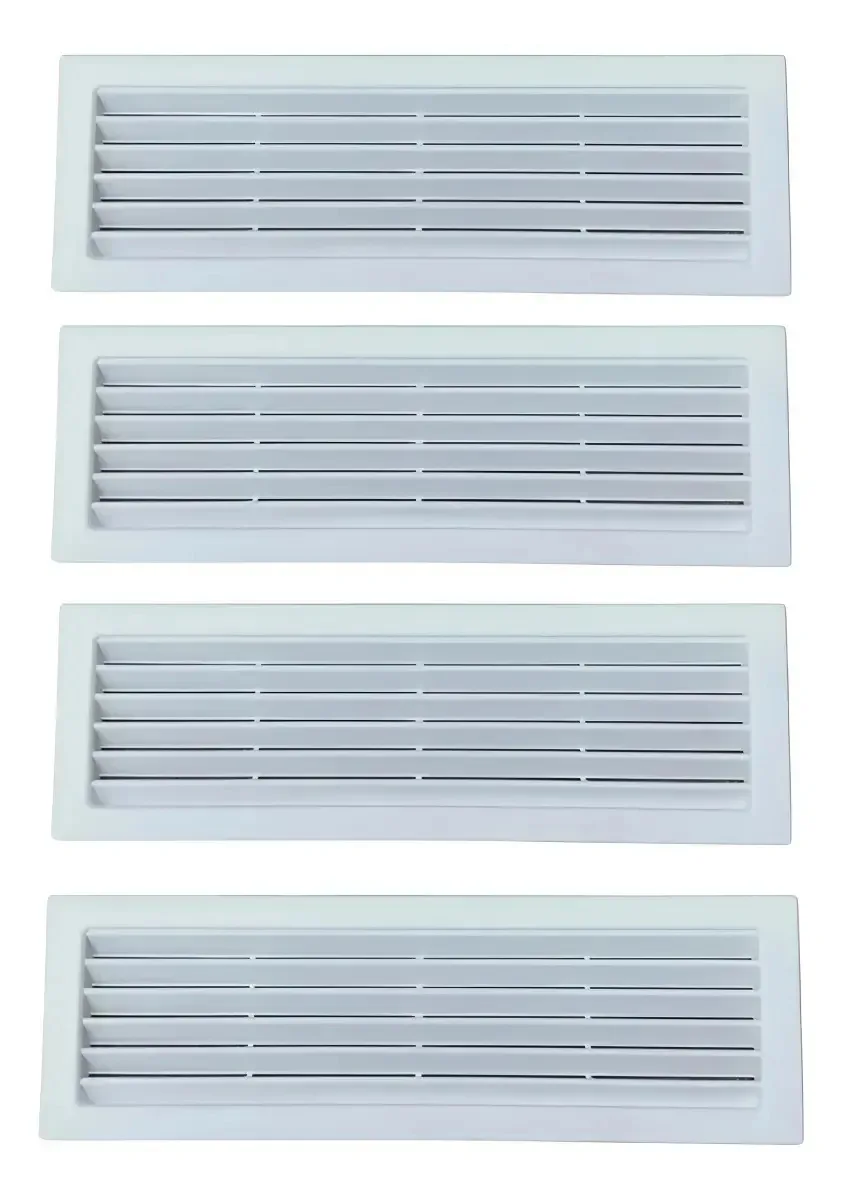 Kit 4 Grades Ventilação Retangular Encaixe 30x13 Exaustores Branco
