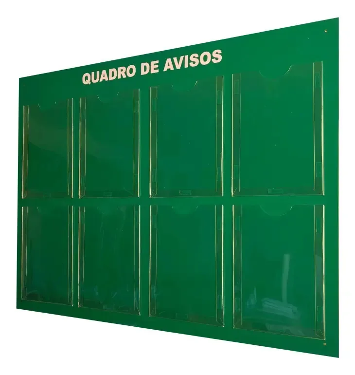Quadro Informativo para Avisos Com 8 Displays A4 de ACM Verde