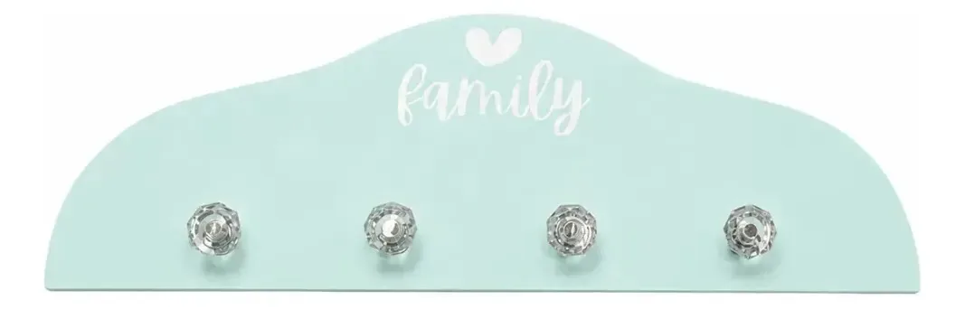 Cabideiro Decorativo Family Mdf 45cm - Verde Tiffany Verde Tiffany