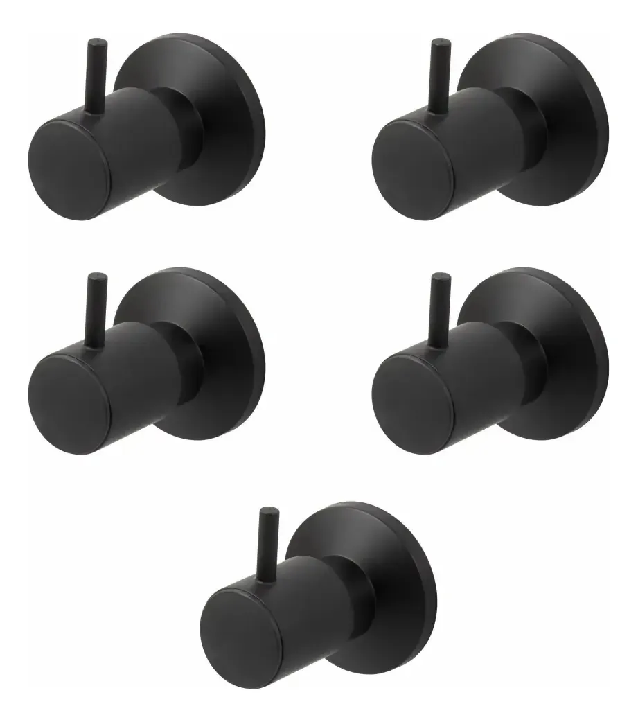 Kit 5 Acabamentos Registro Metal Preto C40 Padrão Decol Preto Fosco