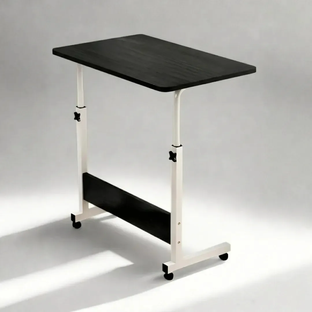 Mesa Lateral Ajustável Com Rodinhas Para Notebook Preto