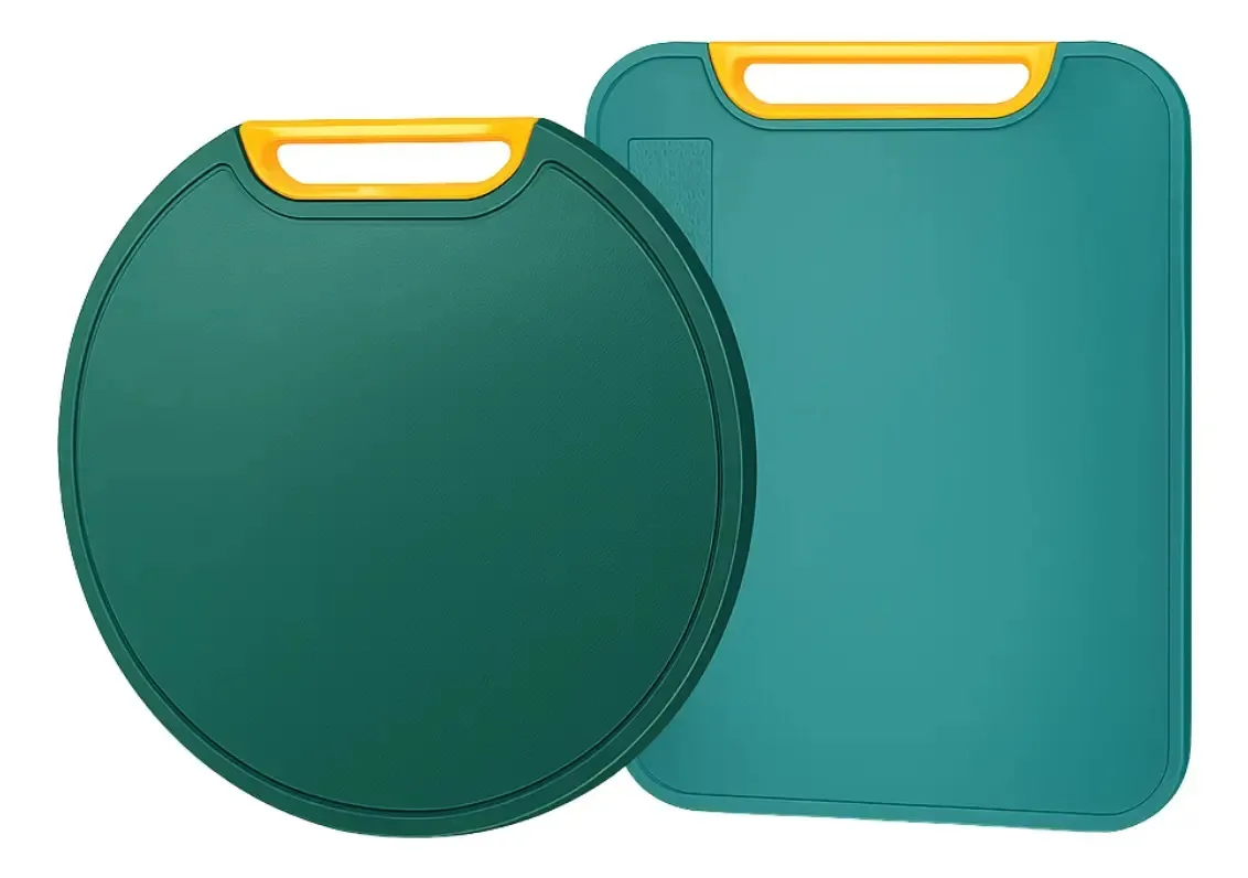 Kit 2 Tábuas Alimento Antibacteriana Corte Carne Legumes Geométrico Verde