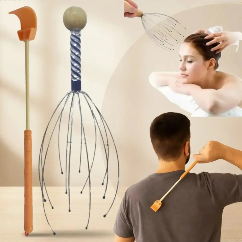 Kit Massageadores Anti Stress Capilar Coçador Alívio Tensão Sortida
