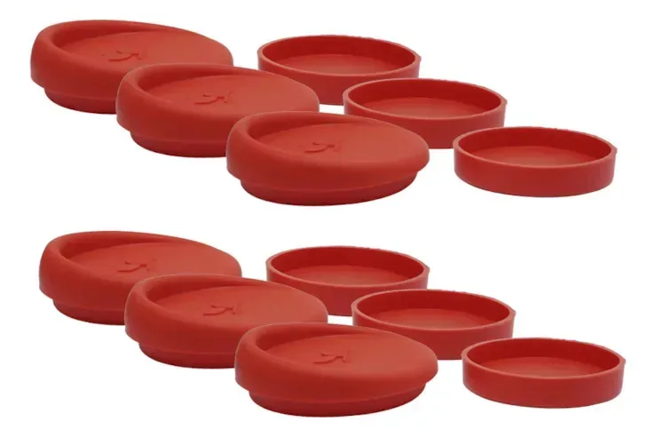 Kit 12 Tampas E Base De Silicone Para Caneca - Vermelha