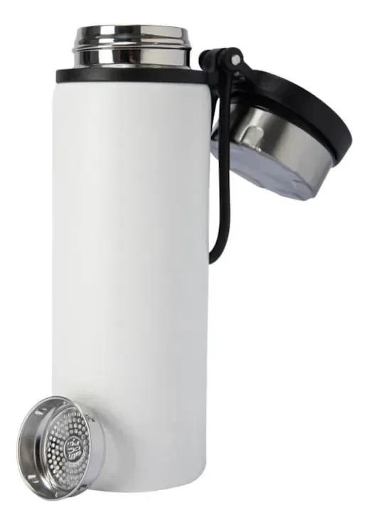 Kit 2 Garrafas Térmica Premium Branca Inox Com Infusor 750ml Branco