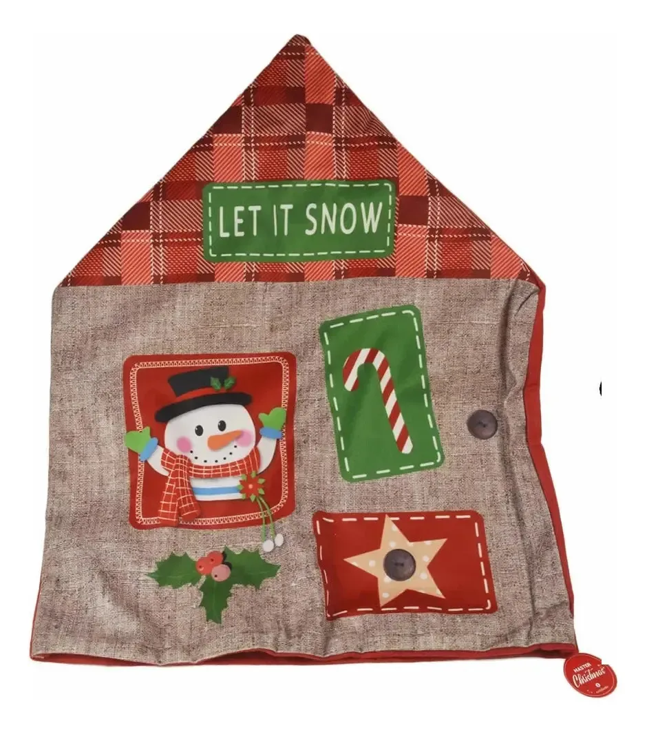 Capa Para Cadeira 45x55cm Figuras Natalinas - Modelo 2 Vermelha Natal