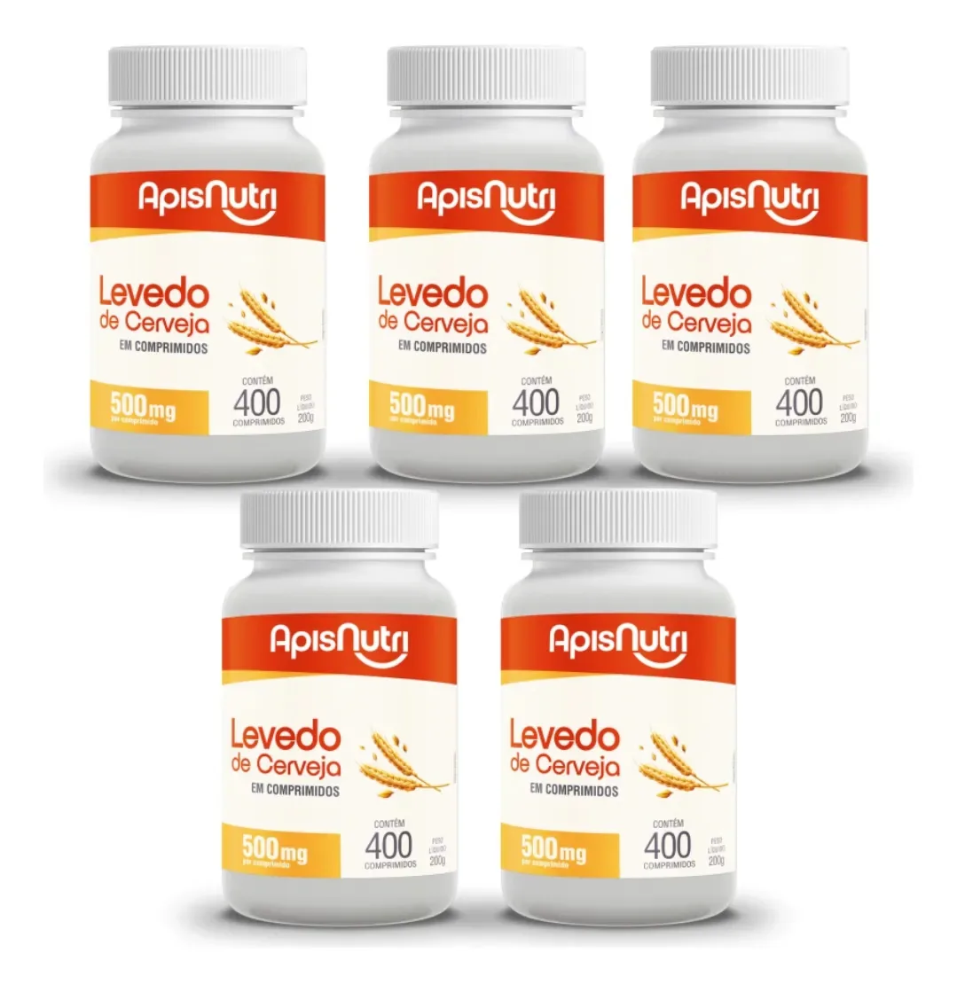 5x Levedo De Cerveja 500mg 400 Comp Apsinutri