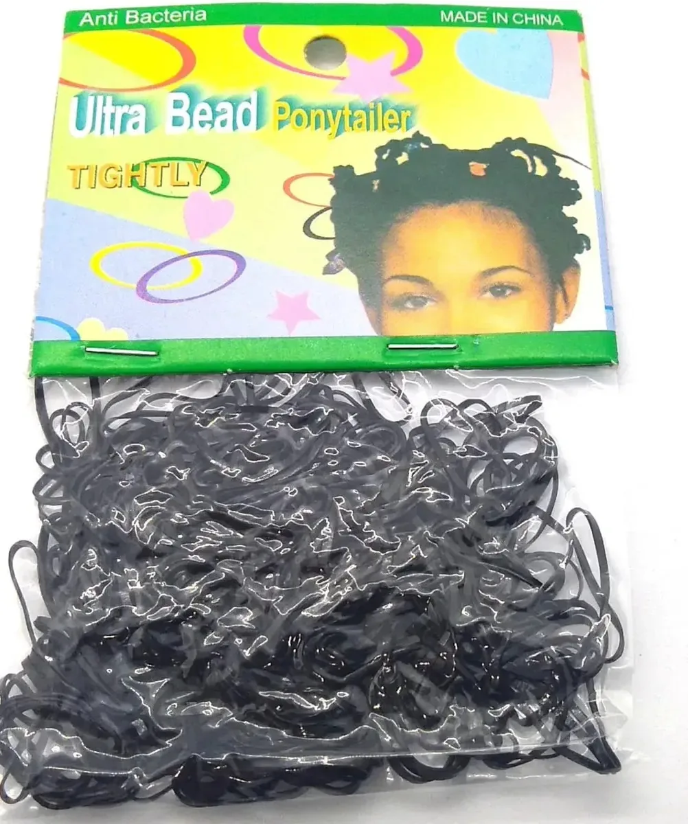 Kit C/ 12000 Elásticos De Silicone De Cabelo Preto Preto Lisos De Silicone