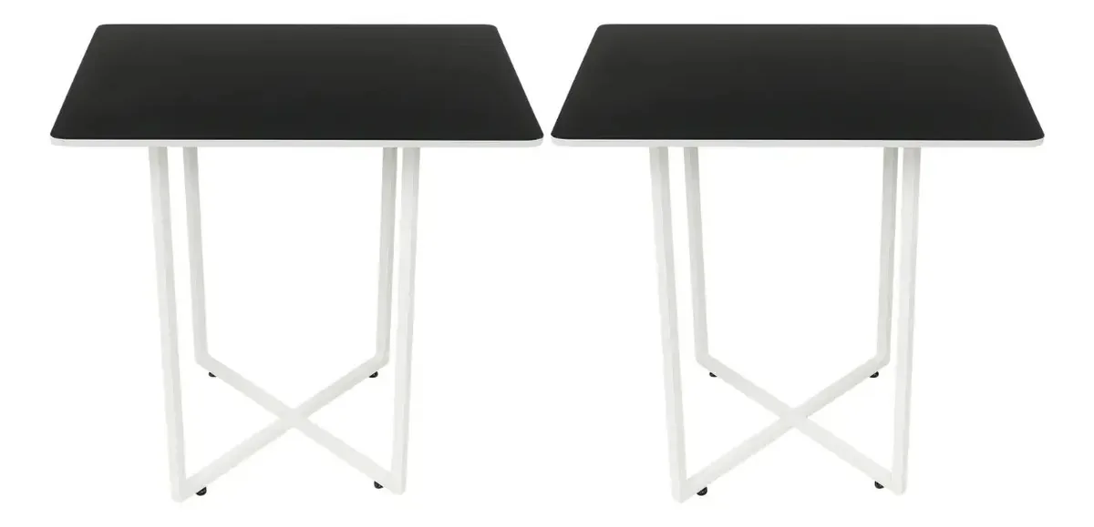 Kit 2 Mesas Bistrô Pé Regulável 76cm Tampo Quadradado 60cm Cor estrutura branca/preto
