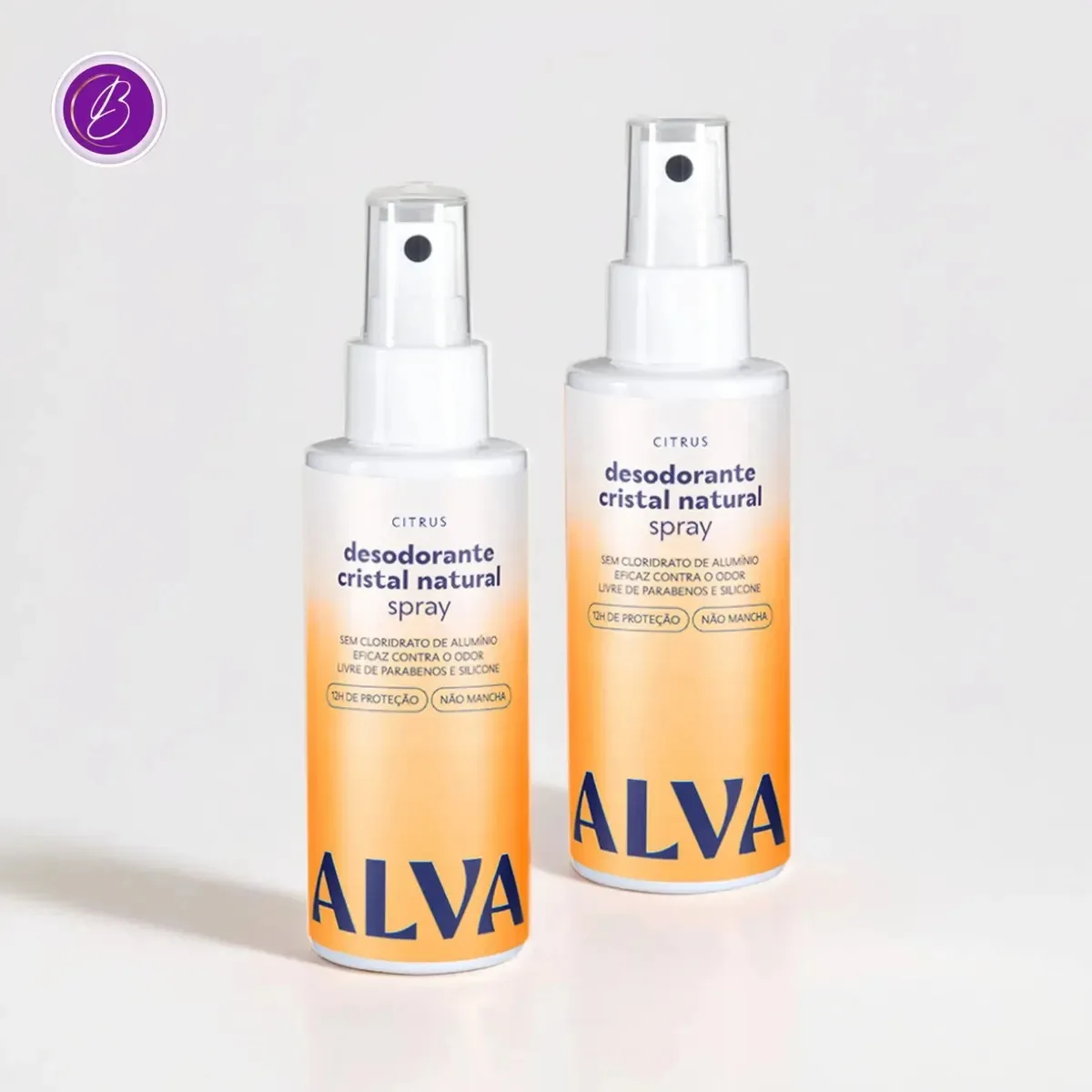 Kit Cristal Natural Alva: 2 Desodorantes Spray 120ml Citrus Cítrico