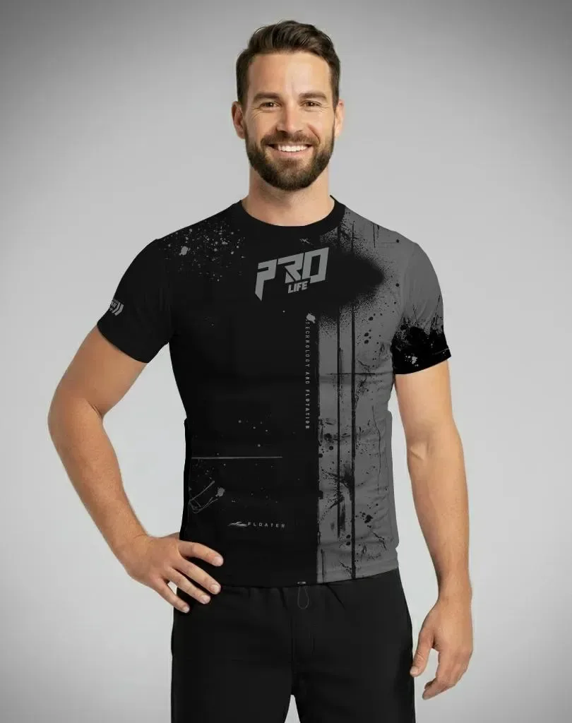 Colete Flutuador Eaf Splash Prolife Surf Wake Kitesurf Uv50+ Cor Preto E Cinza Tamanho P (de 55kg A 70kg)
