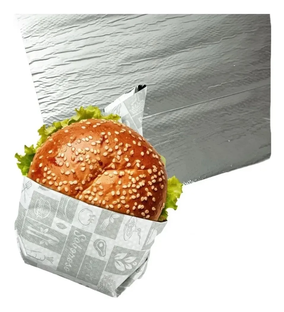 Papel Acoplado Termico Lanche Hamburguer 33 X 37 - 250 Unids Branco