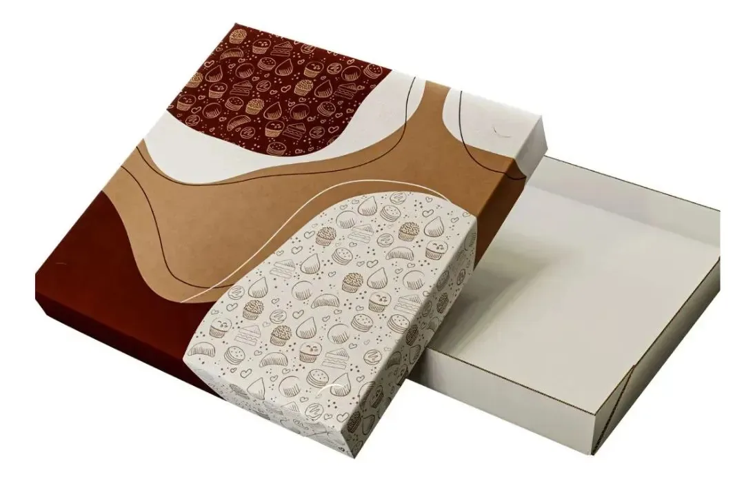 50 Caixas Para 100 Salgados Ou Doces Grande 35x35x5cm Kraft