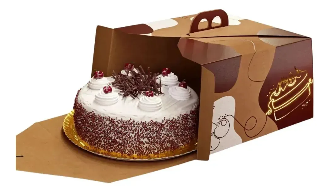 Caixa Embalagem Para Bolos E Tortas Com Alça 1,5kg - 50 Un Marrom-claro