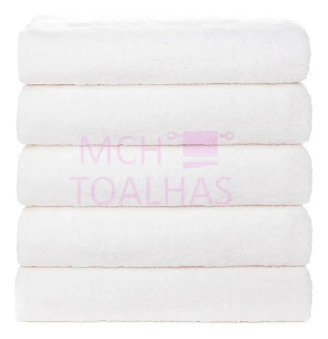 Kit 50 Toalhas Banho Banhão Canadá Toalha Gigante 360 Gramas Cor Branco Lisa