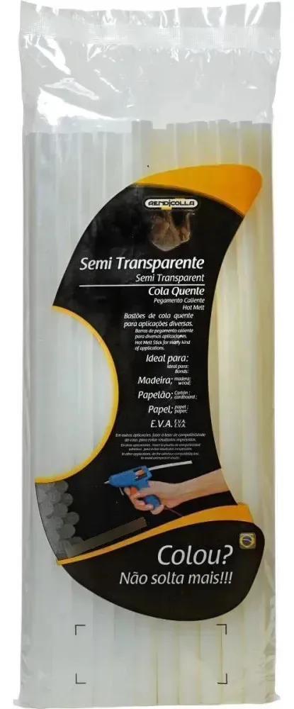 Refil Bastão Cola Quente Semi Transparente Grossa 11,2mm Transparente