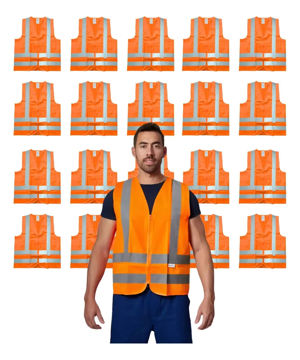Kit 20 Colete Segurança Brascamp Poliéster Fluorescente Cor Laranja