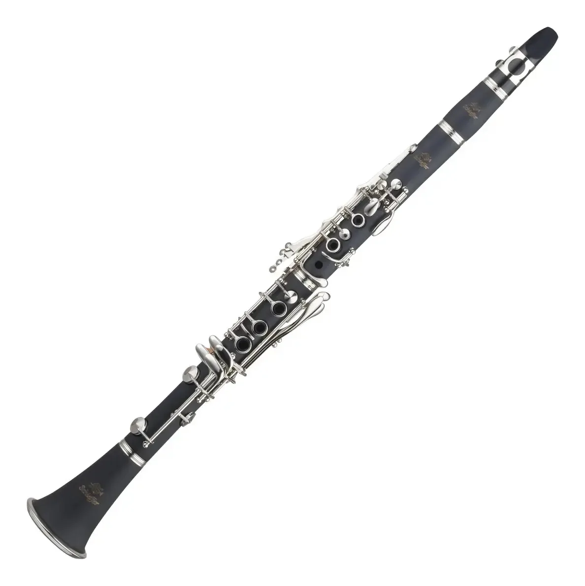 Clarinete Soprano Schieffer Sib Bb 17 Chaves Niqueladas Prateado Preto