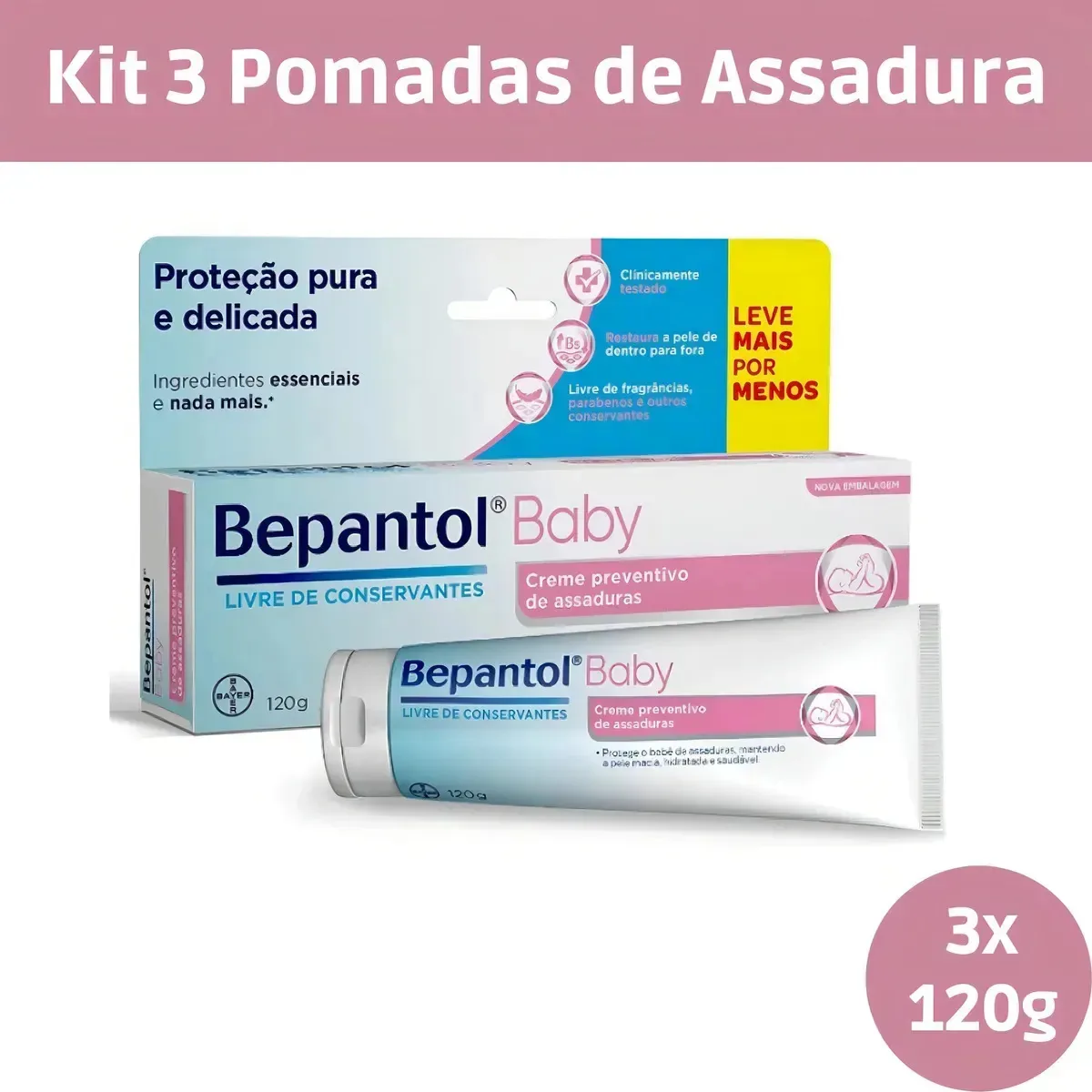 Kit 2 Bepantol Baby Creme Antiassaduras Preventivo Hipoaler