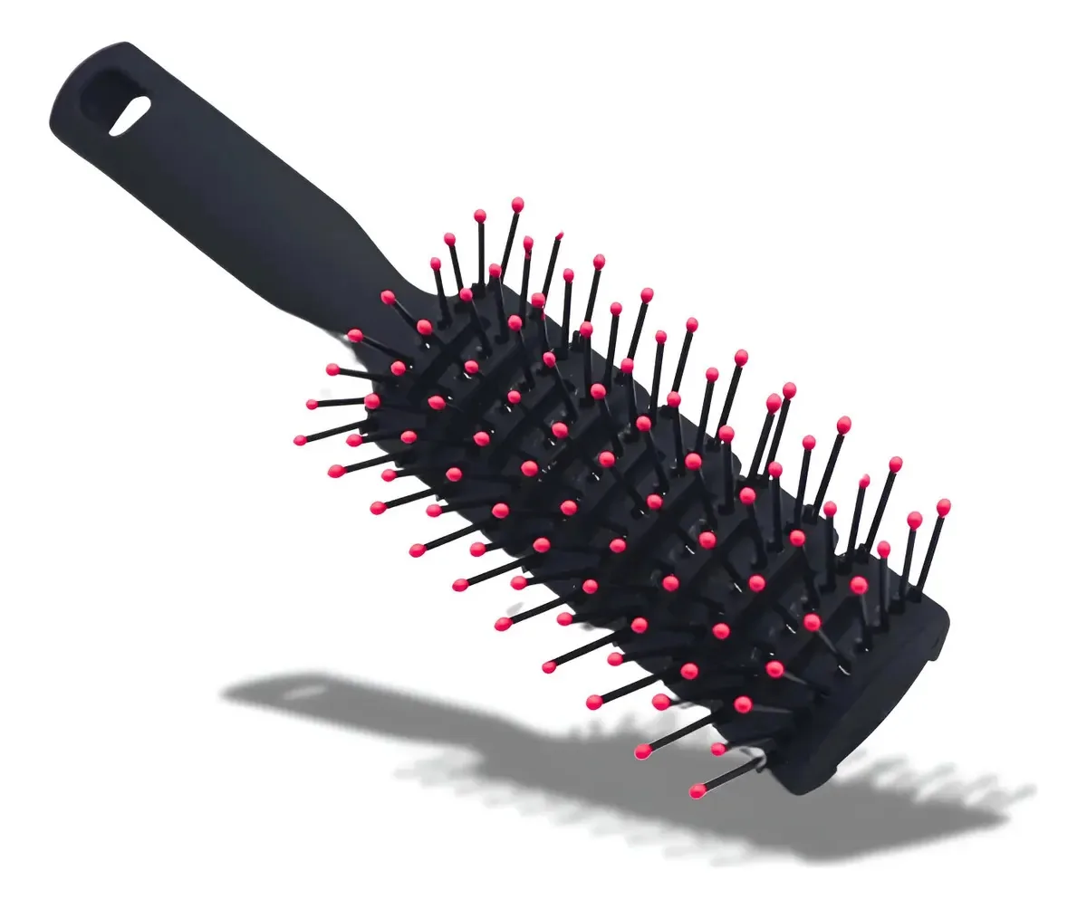 Escova De Carbono Antiestática Pra Penteado E Modelar Cabelo Preto