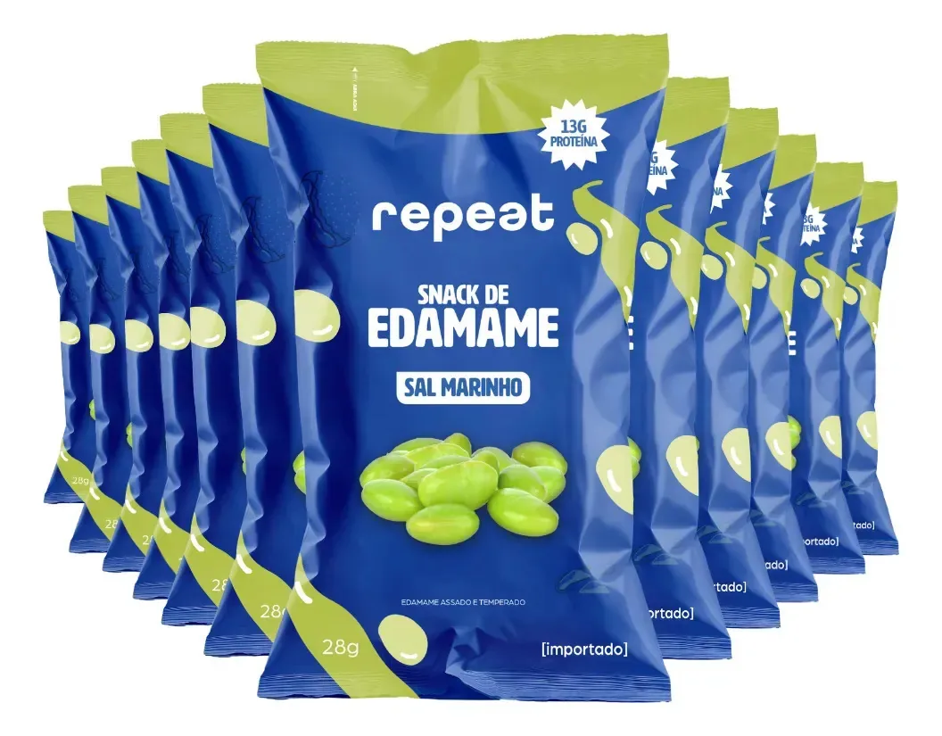 Kit 12 Snacks De Edamame Sal Marinho Repeat 28g