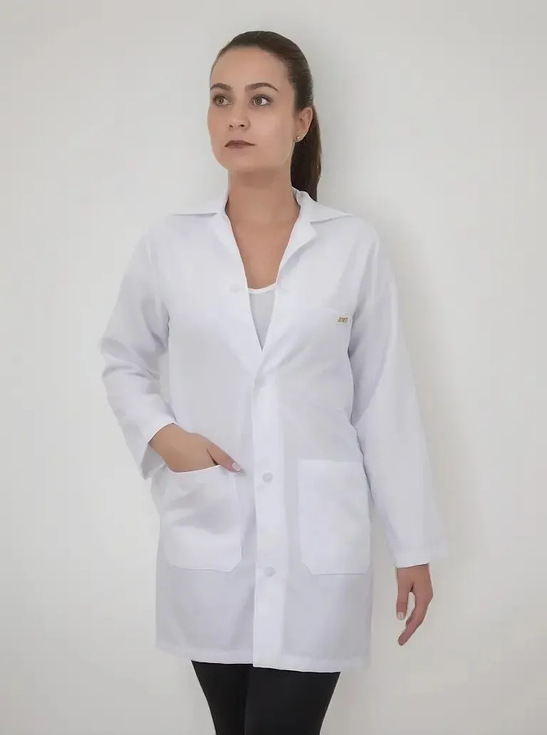 Avental Jaleco Enfermagem Hospitalar Algodão Manga Longa