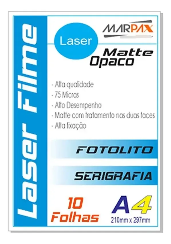 Laser Film A4 210x297mm Opaco Serigráfia E Fotolito 10fls