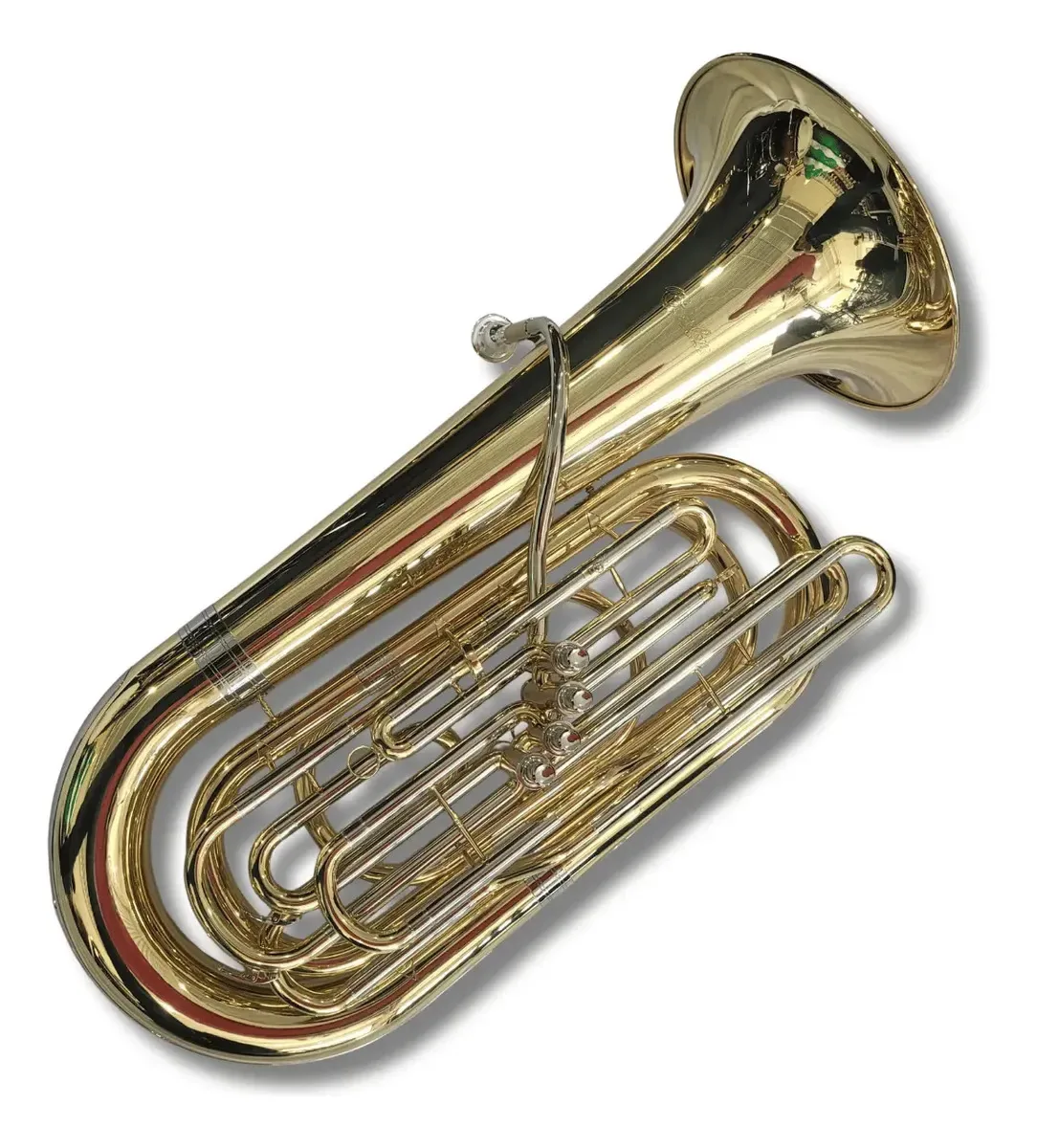 Tuba 4/4 Compacta 4 Pistos Transversais Em Bb Laqueada
