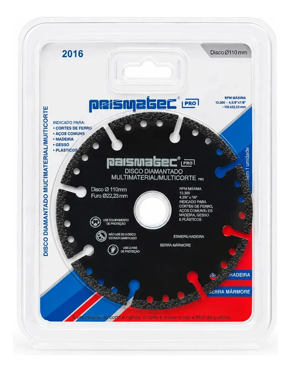 Disco De Corte Diamantado Prismatec 110 Mm Cinza