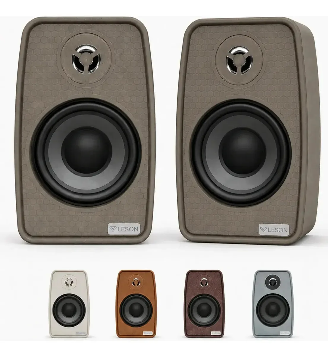 2 Caixas Som Ambiente Leson 280wmax Area Gourmet Sala 50m2 Cinza Petra