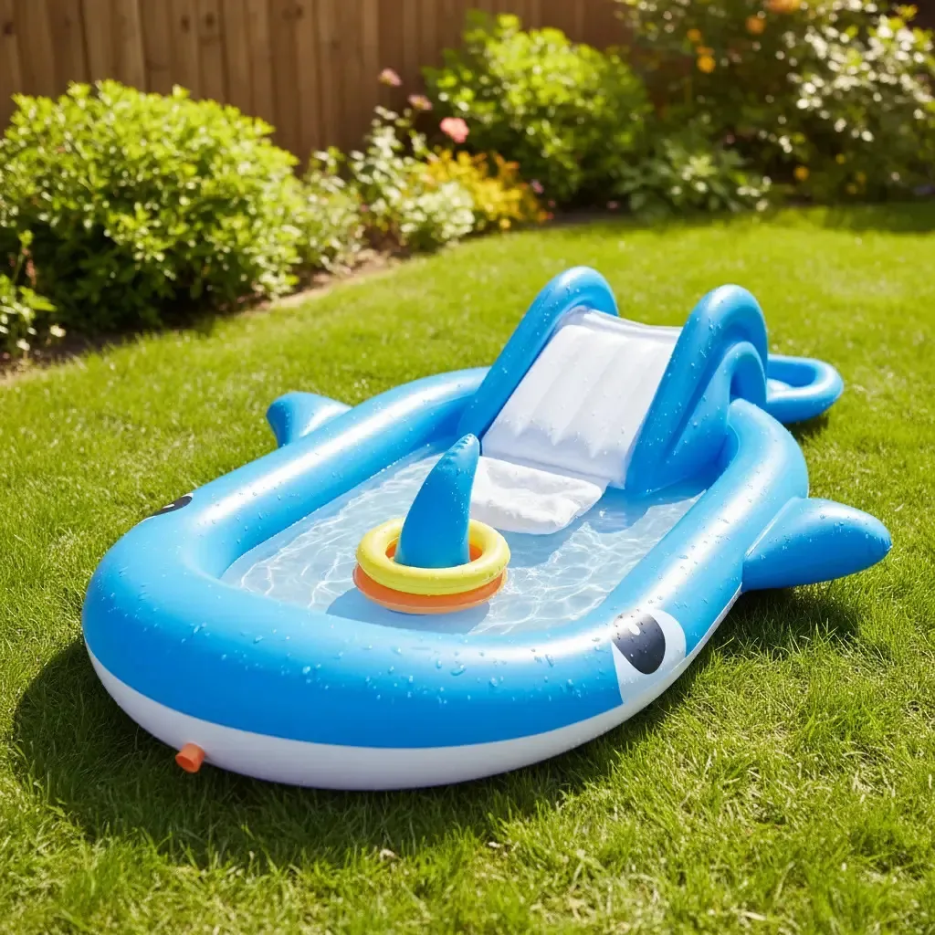 Piscina Inflável Jilong Tubarao 100l Com Espirra Água