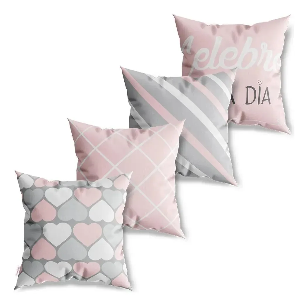 Kit 4 Capas De Almofadas Decorativa Celebre Cada Dia