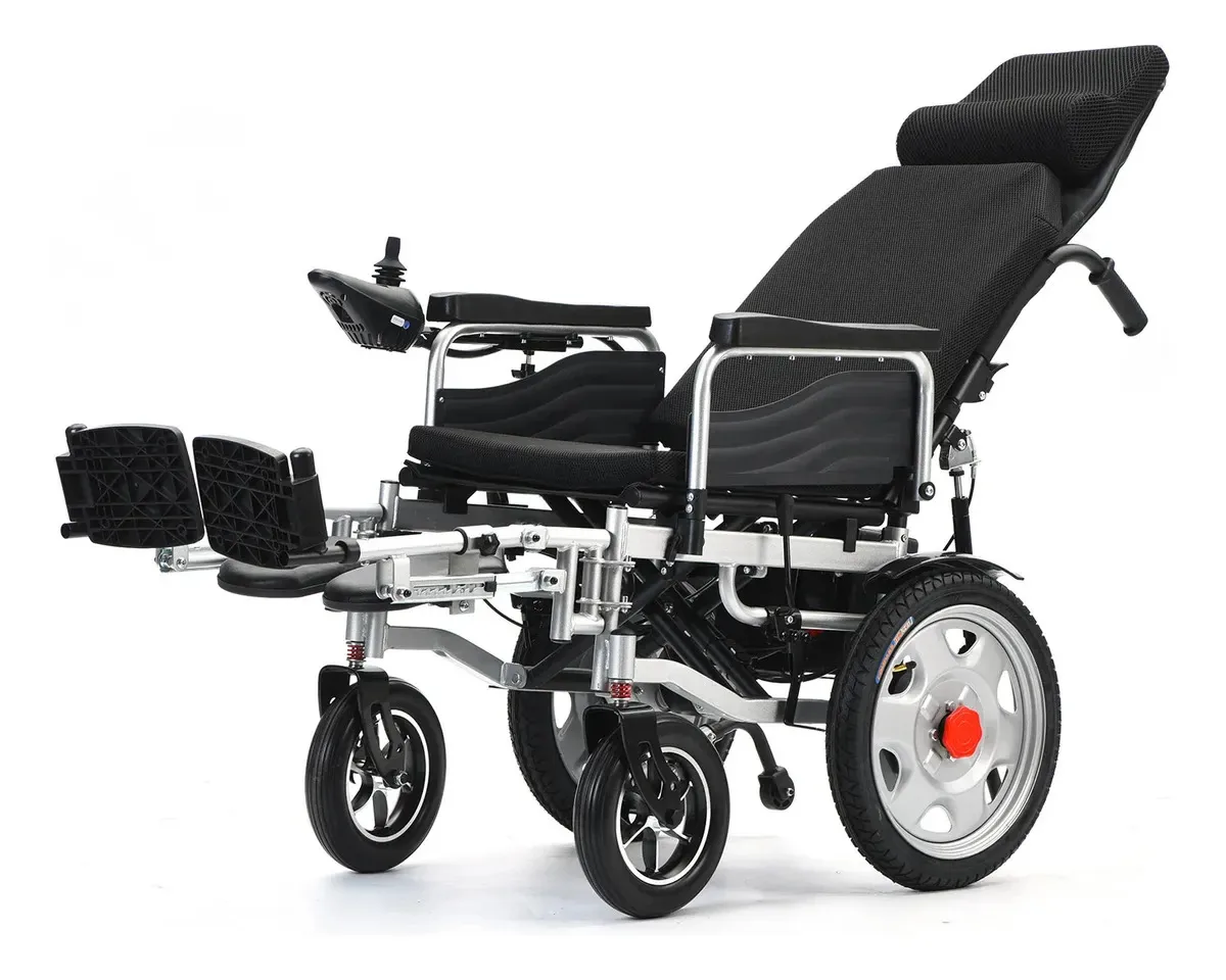 Cadeira De Rodas Elétrica Dobrável Reclinável Motorizada Preto