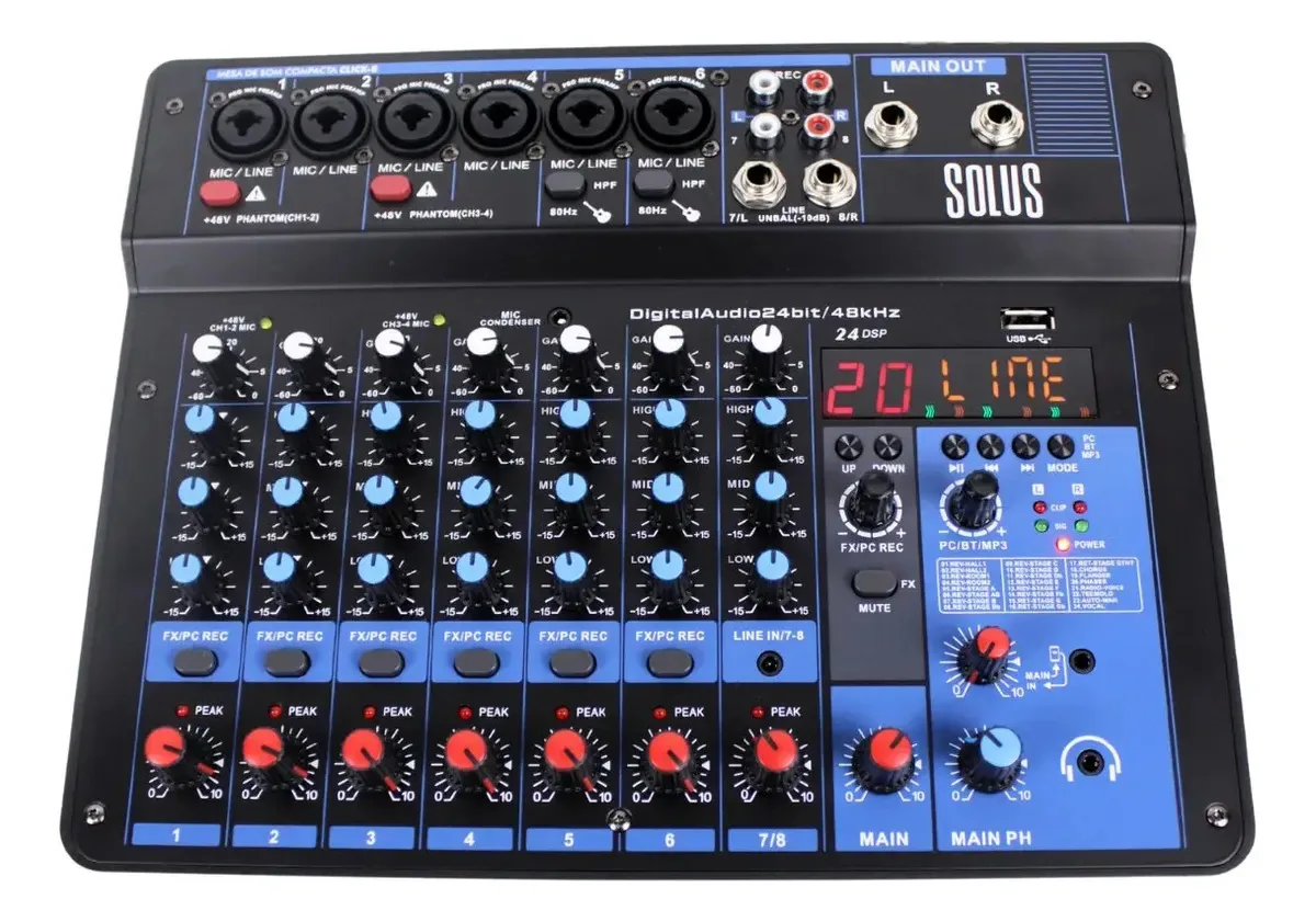 Mesa De Som Compacta Solus Click8 8 Canais
